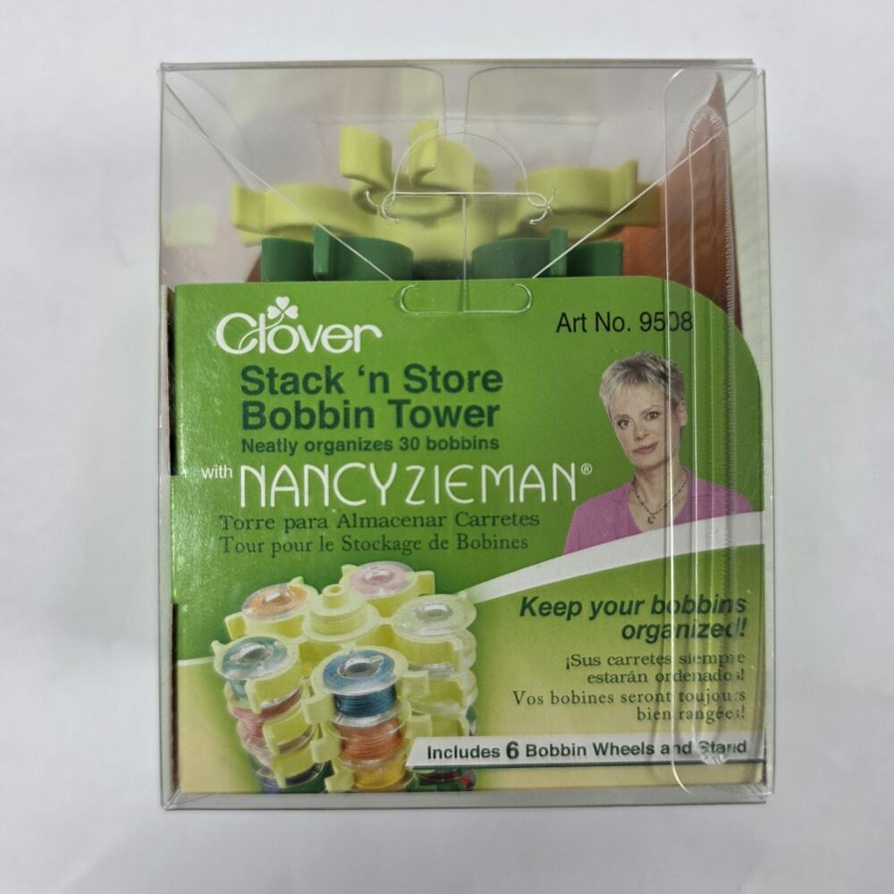 Clover Stack 'n Store Bobbin Tower W/Nancy Zieman-3.5"X3.75" NWT